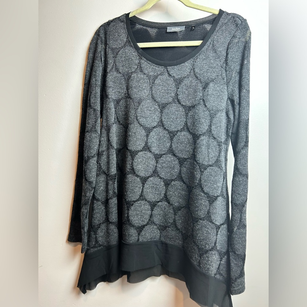 Neiman Marcus Black‎ and Gray Long Sleeve Boxy Tunic